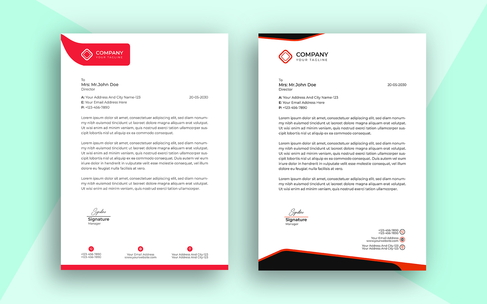 Professional Creative And Minimalist Letterhead Simple Design Vector Template