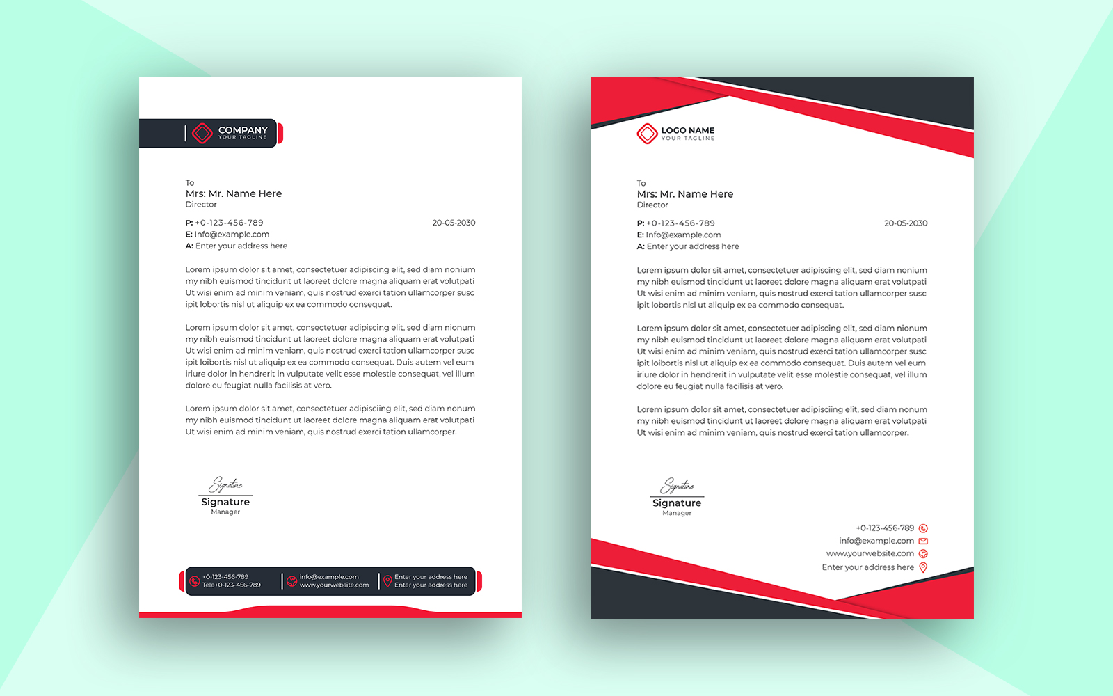 Corporate Letterhead Template Simple Design and Vector illustration Template Design