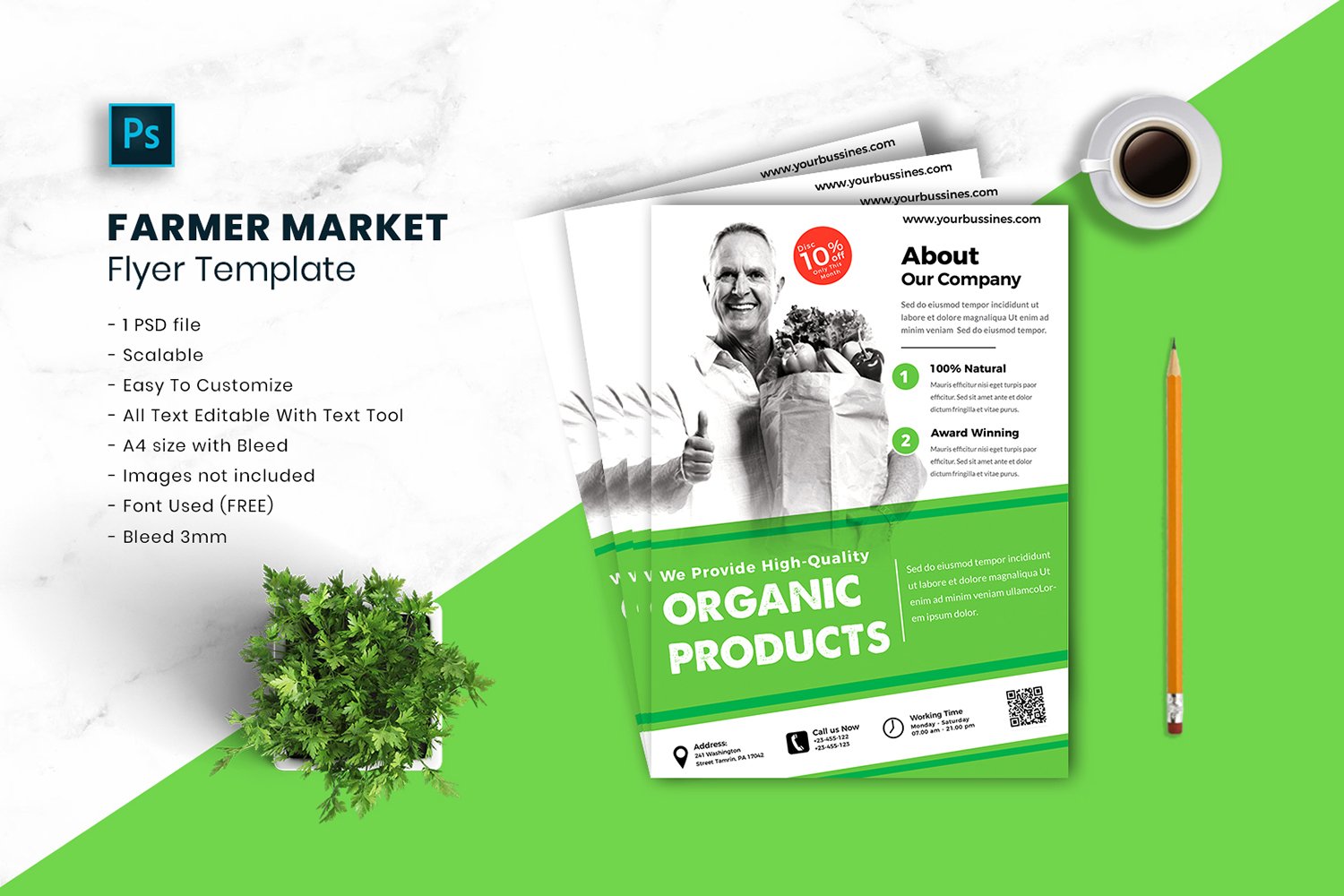 Farmer Market Flyer Template vol.26