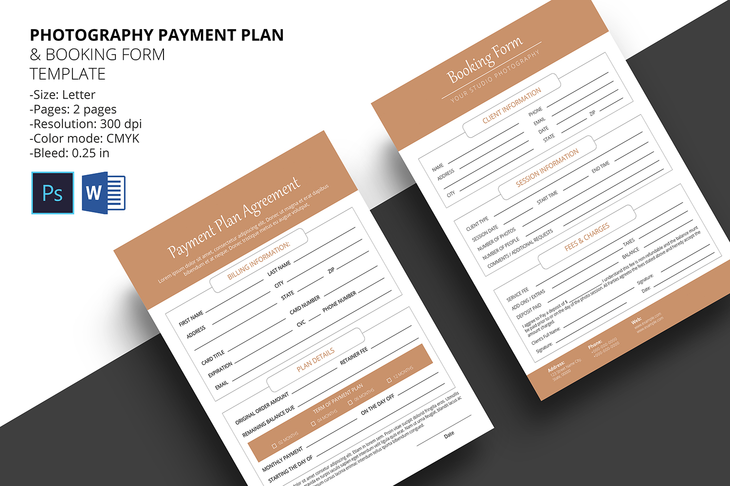 Payment Plan & Booking Form Corporate Identity Template