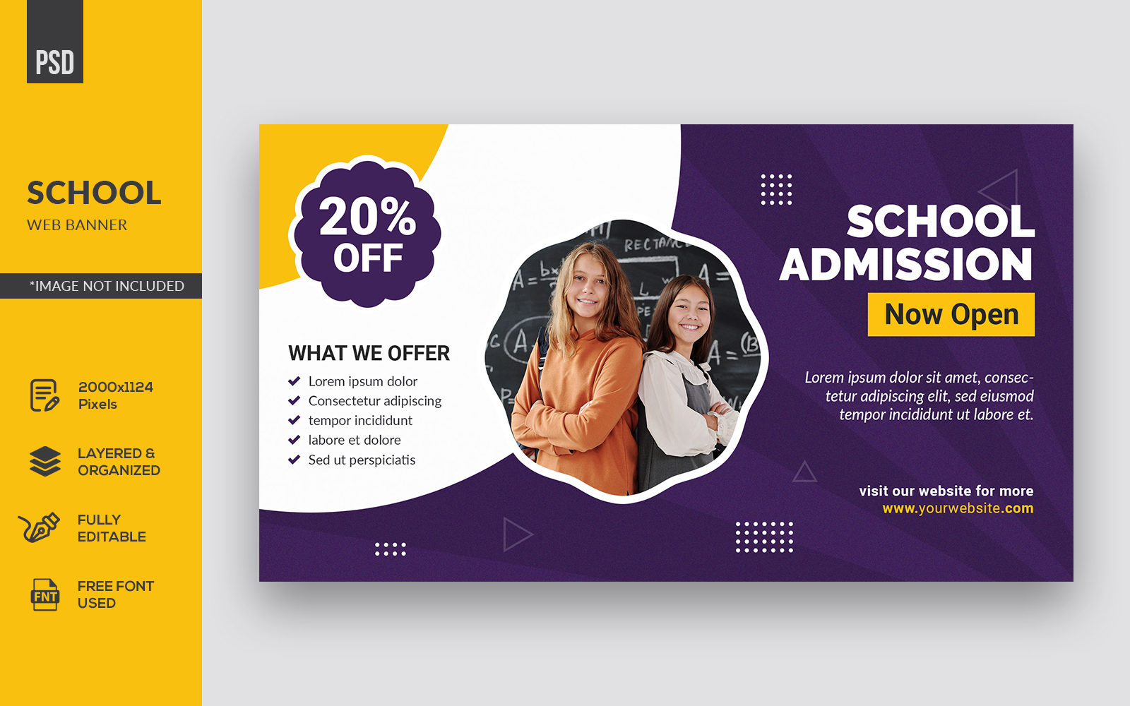 Creative School Education Web Banner Corporate Identity Template