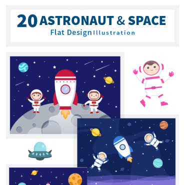 Space Moon Illustrations Templates 188773