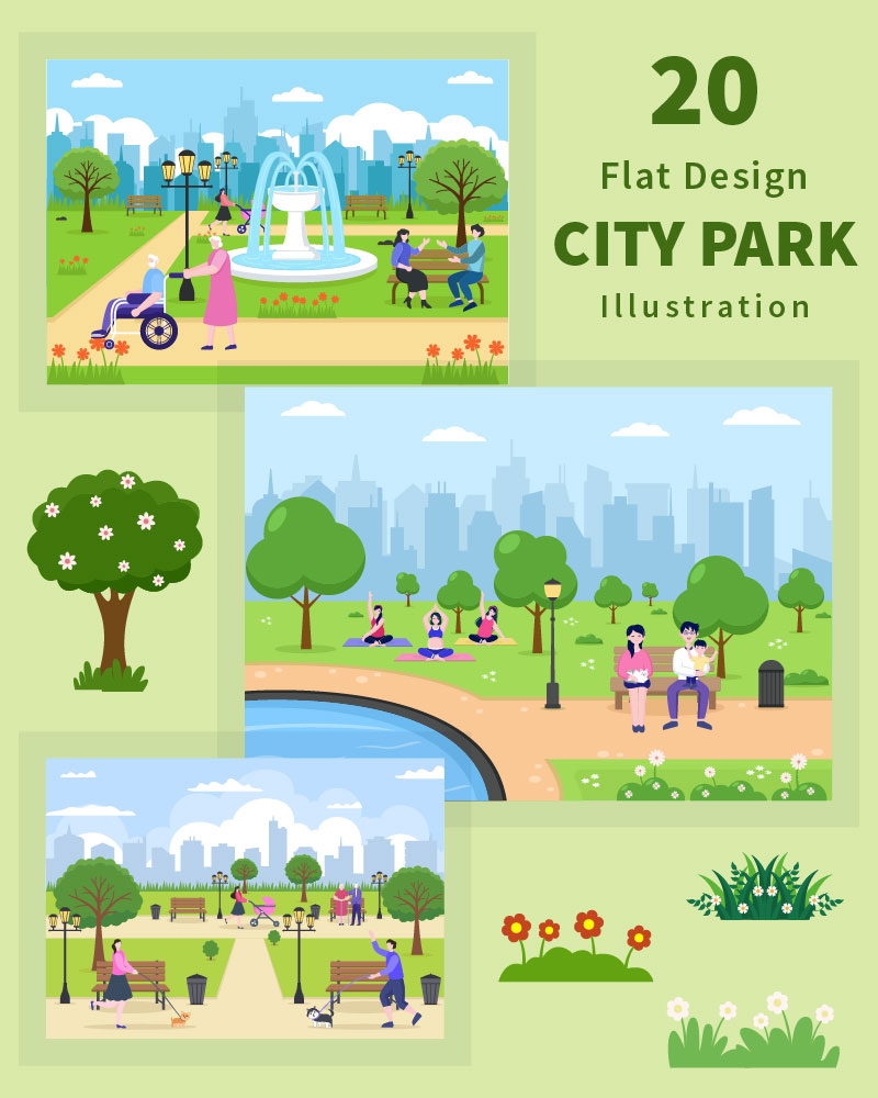 20 City Park Illustration