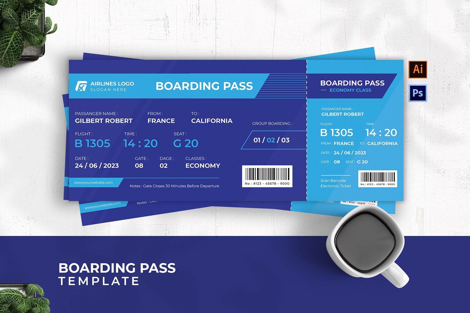 Modern Flight Boarding Pass