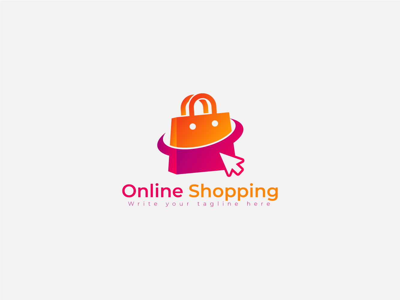 Online Shopping Logo With Shopping Bag And Mouse Pointer