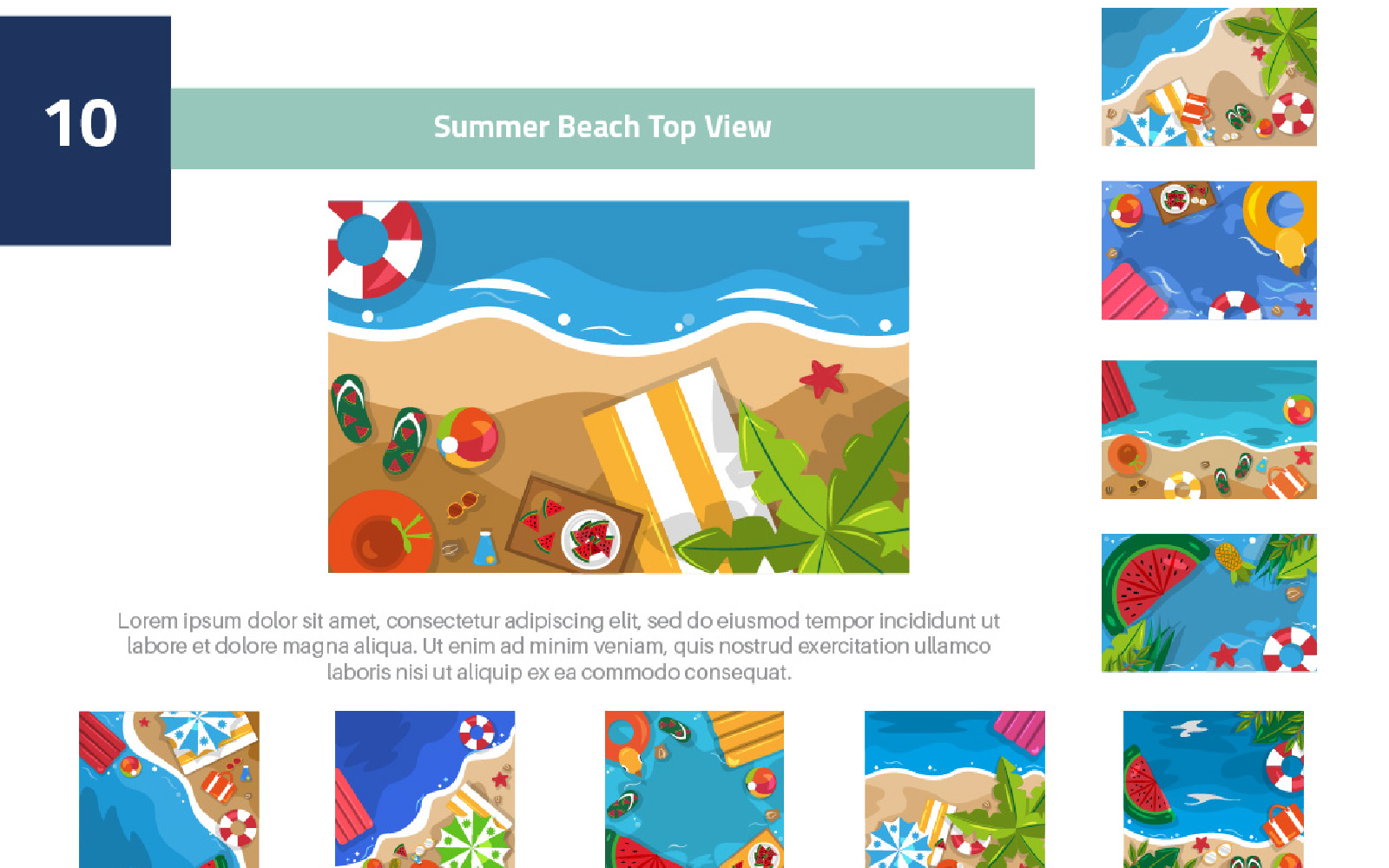 10 Summer Beach Top View Background Illustration