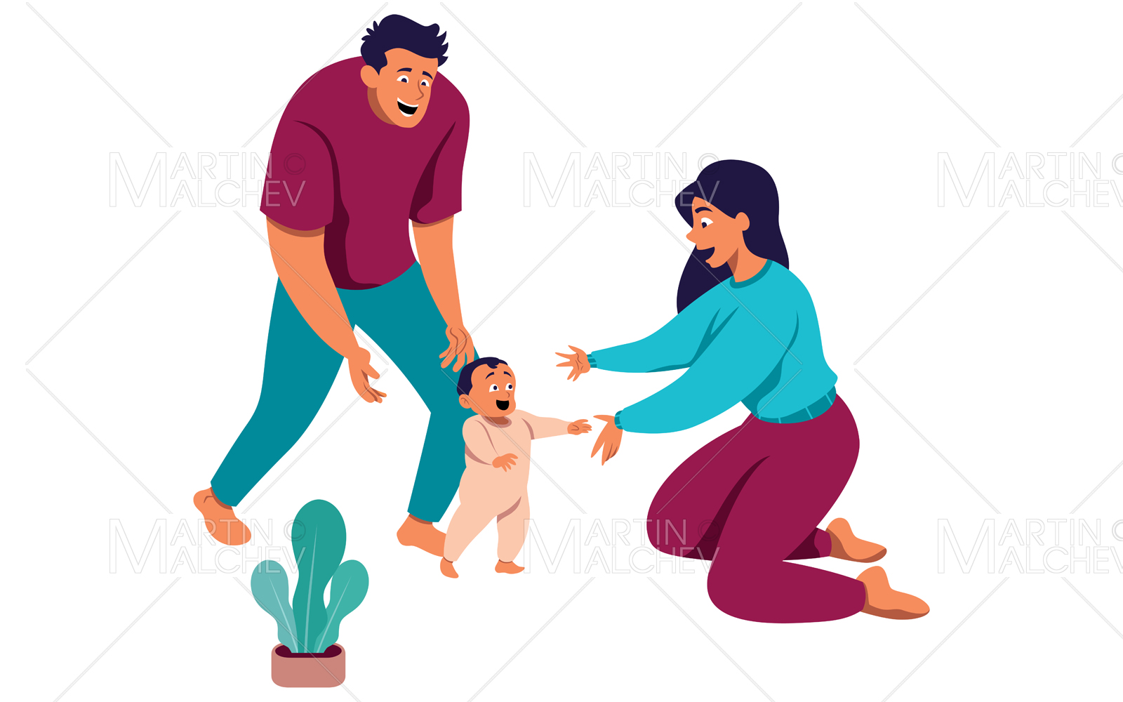 Baby First Steps Vector Illustration