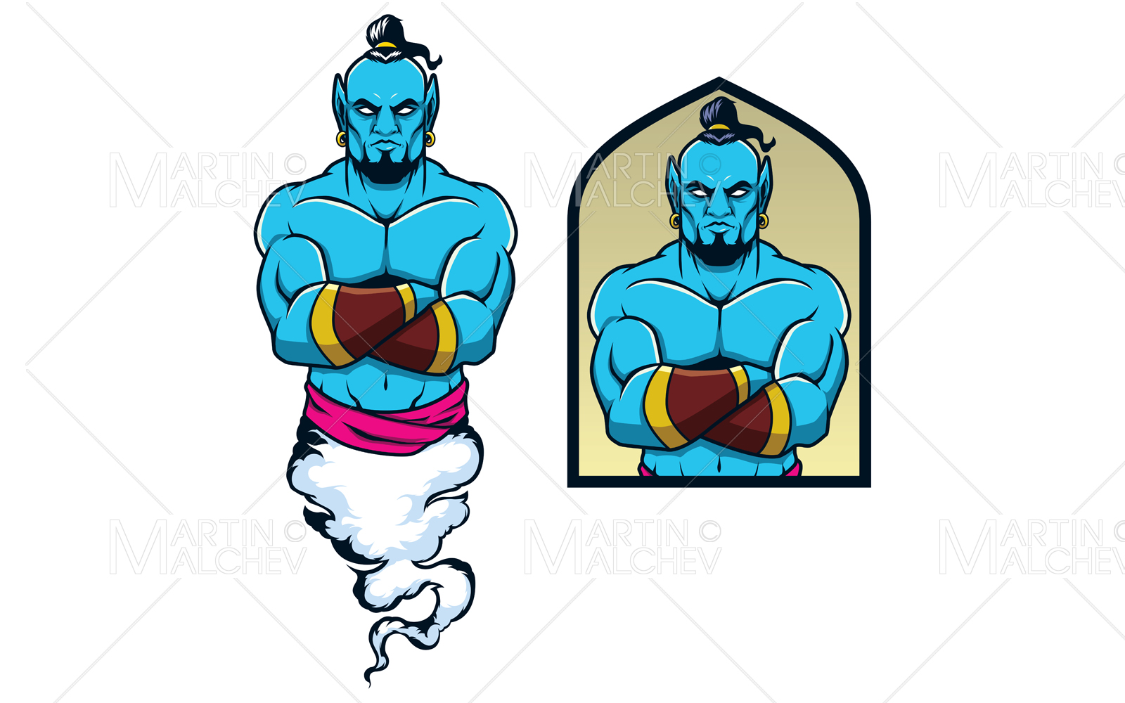 Genie Fantasy Mascot Vector Illustration