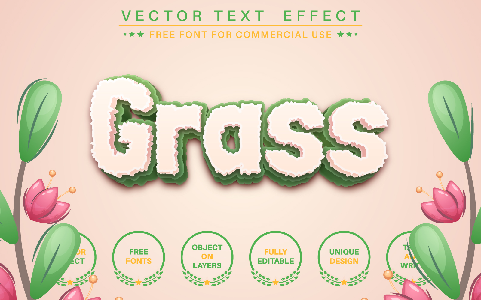Grass - Editable Text Effect, Font Style, Graphics Illustration