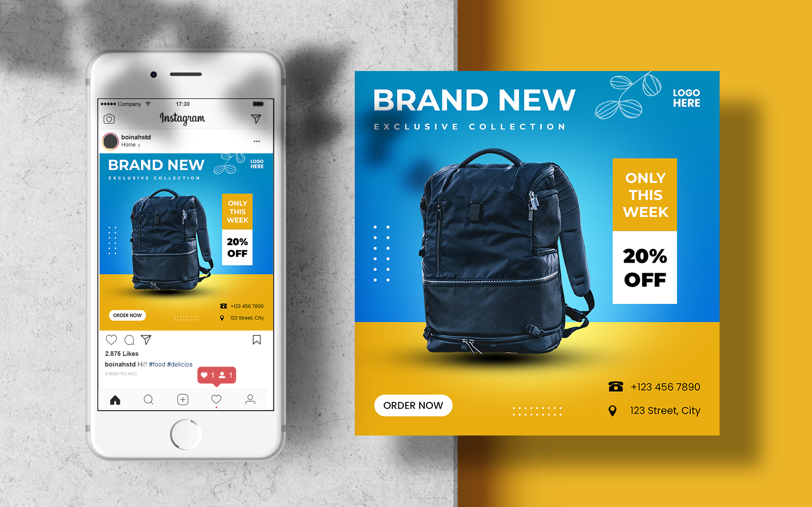 Men Bag Instagram Post Banner Template Social Media