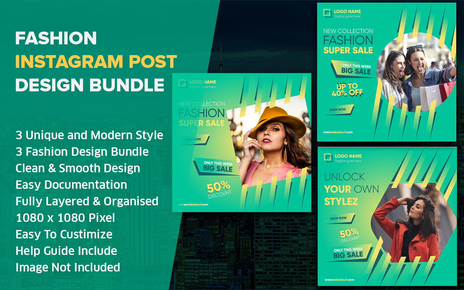 Fashion Social Media Post Design Instagram Template Bundle Pack