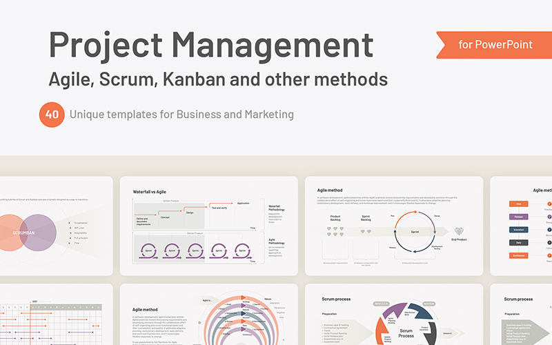 Project Management Agile, Scrum for PowerPoint Template