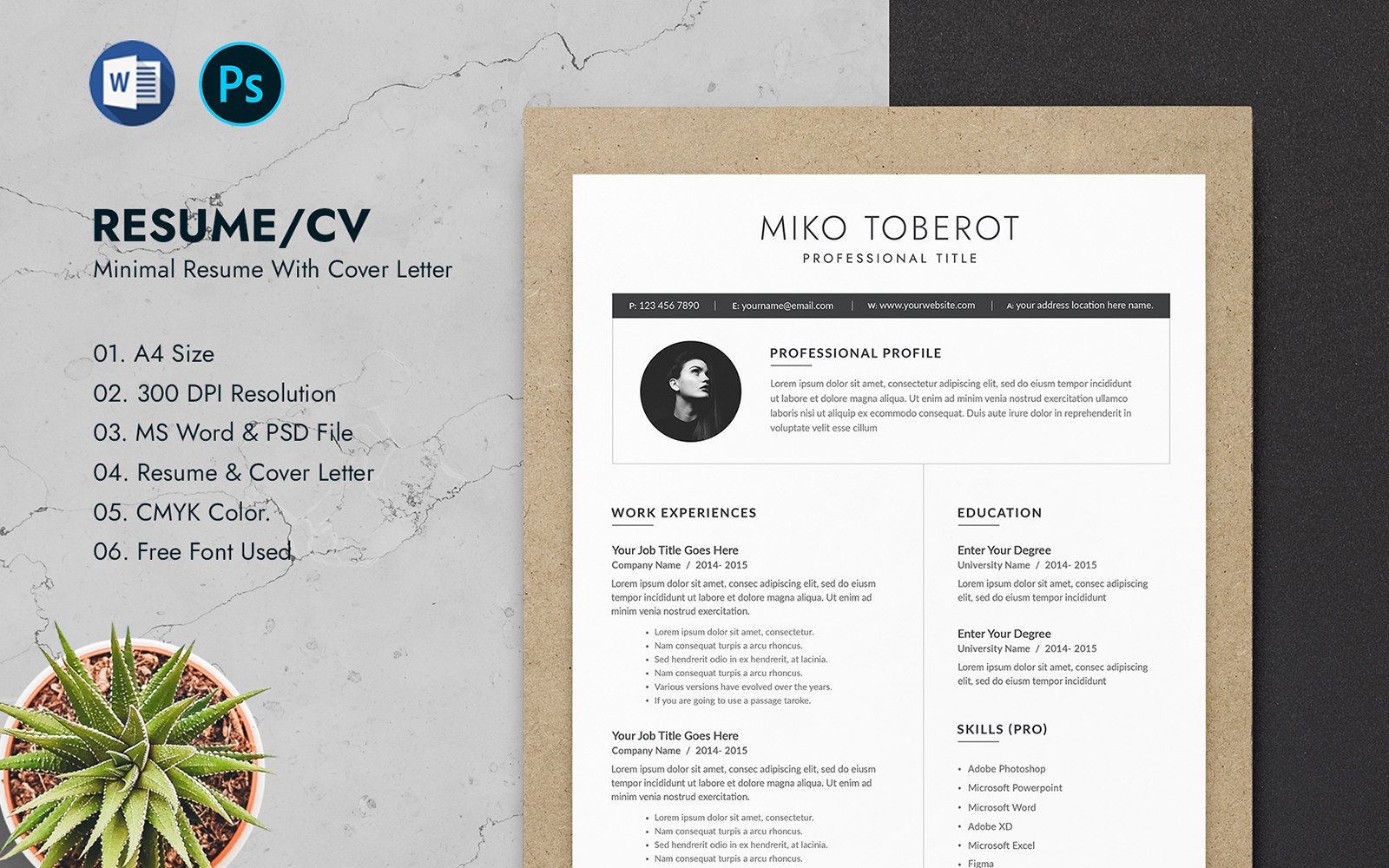 Miko Toberot Minimal Resume Template Design