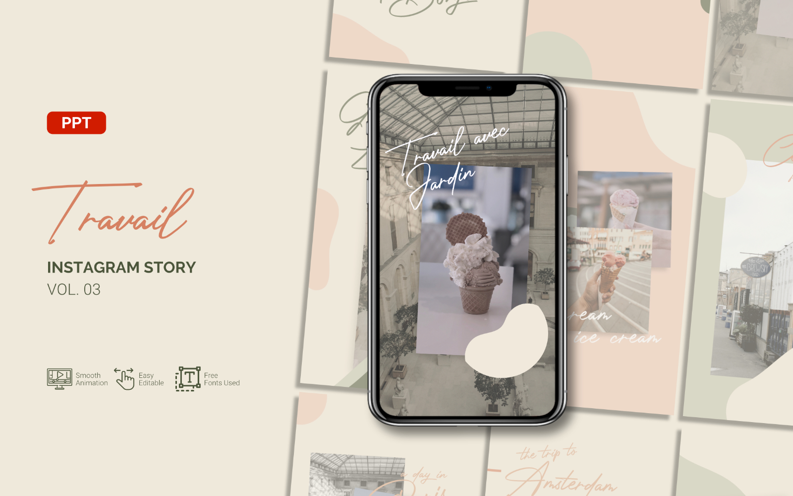 Travail - Tourism Blog Instagram Story - Powerpoint Template