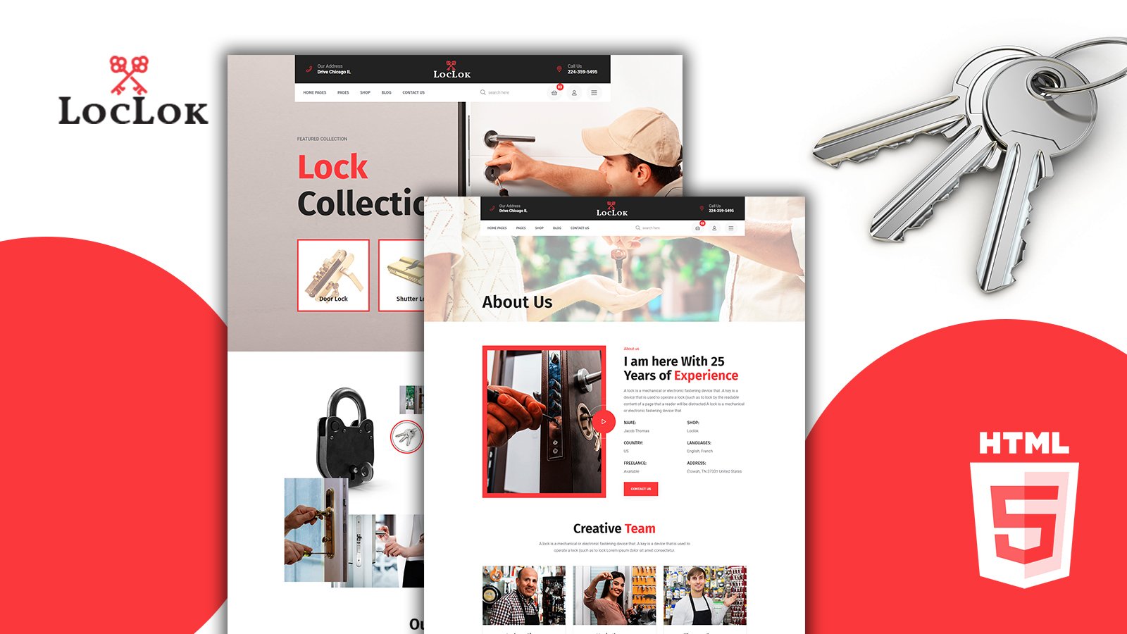 Loclok Locksmith and Security Systems HTML5 Template
