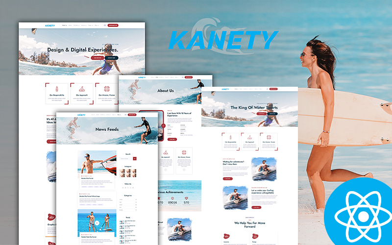 Kanety Multipurpose  Water Sports React Js Website Template