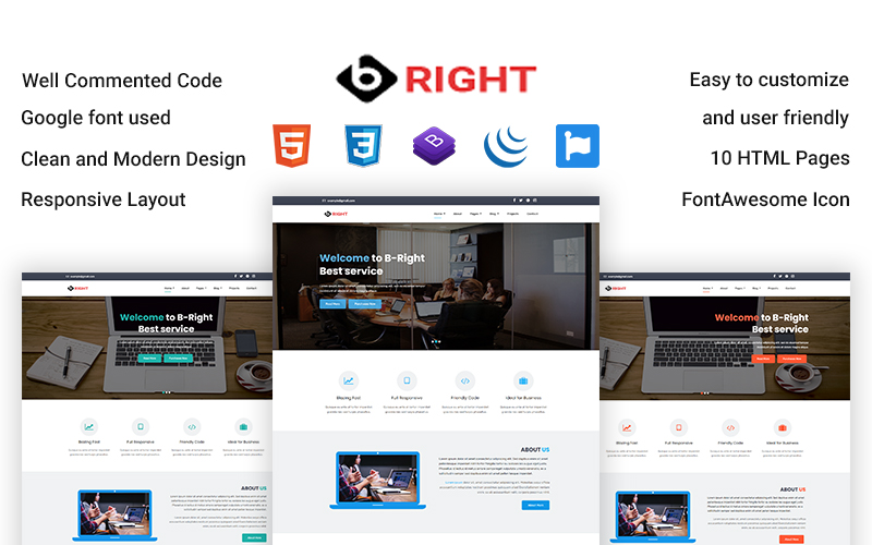 B-Right -  Corporate Business HTML Website template