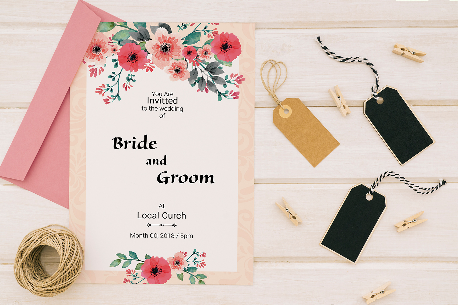 Floral Wedding Invitation Corporate Identity Template