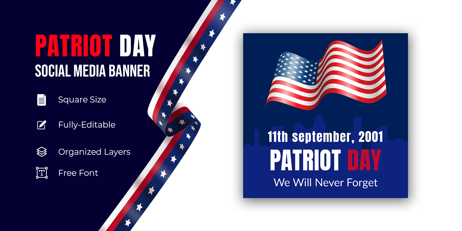 9-11 Logo We Will Never Forget 11 September Patriot Day Social Media