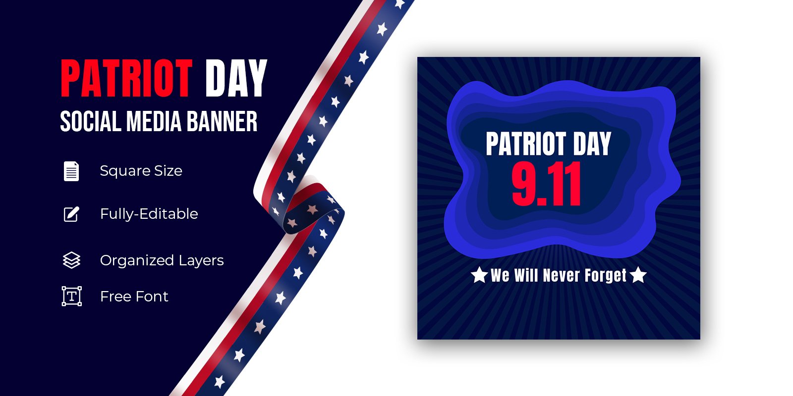 Patriot Day Vector Poster September 11 Social Media