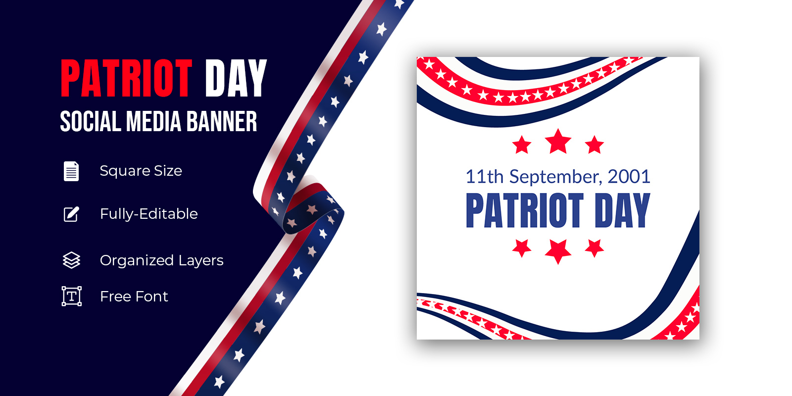 Patriot Day Card With Twin Towers And Phrase Remember 9-11 Social Media