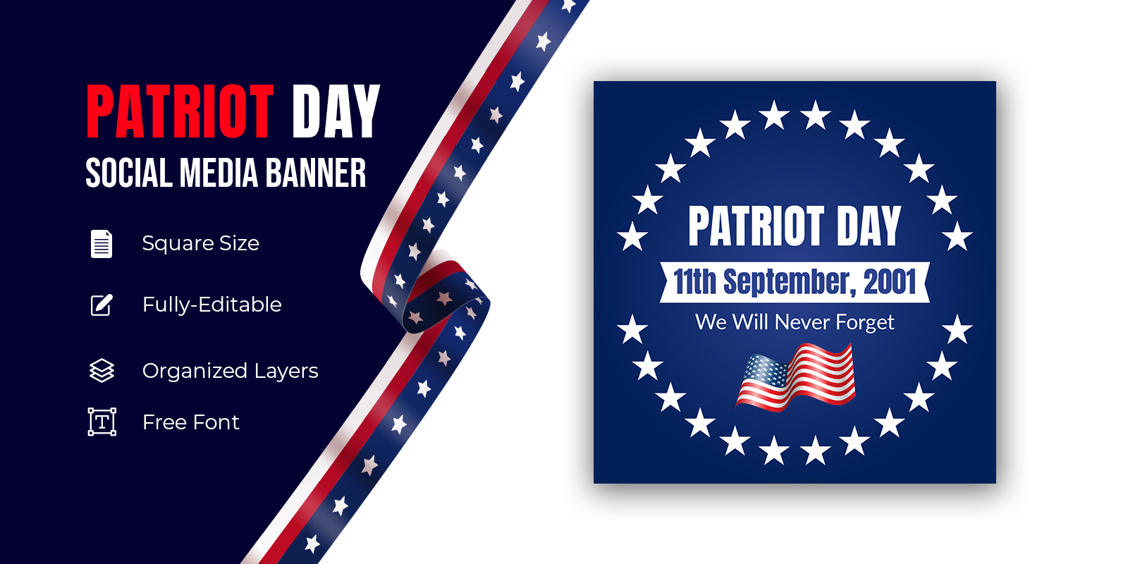 9.11 Patriot Day We Will Never Forget Background Social Media