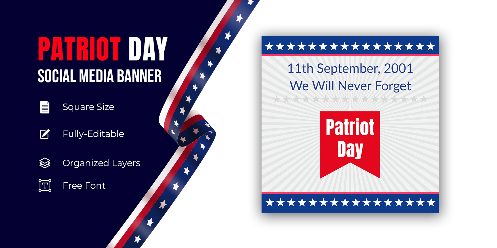 9.11 Patriot Day Greeting Card We Will Never Forget Social Media