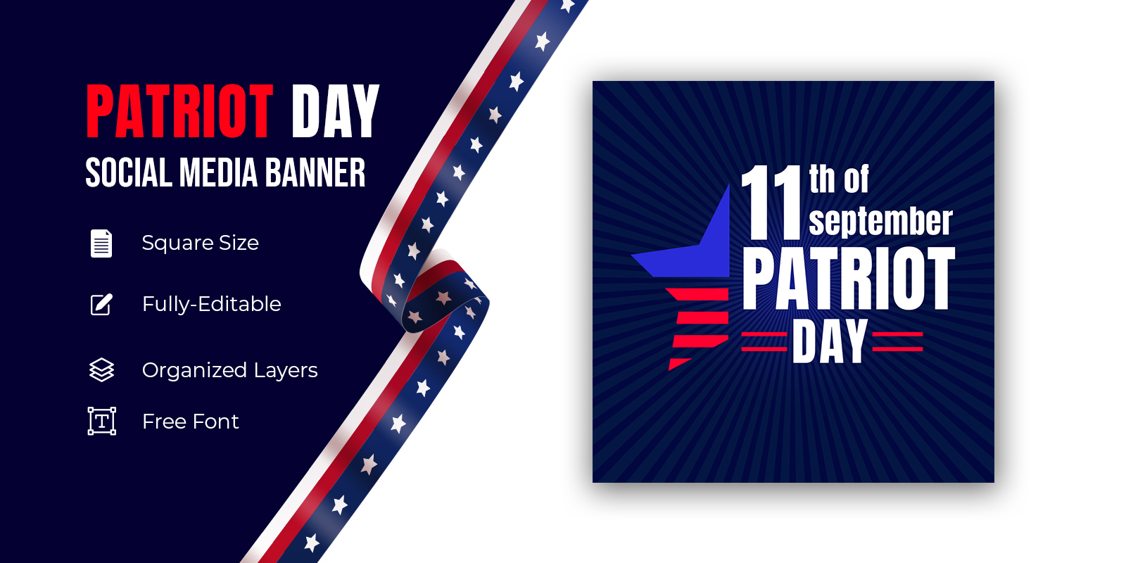 Patriot Day Vector Set. September 11. 911 Social Media