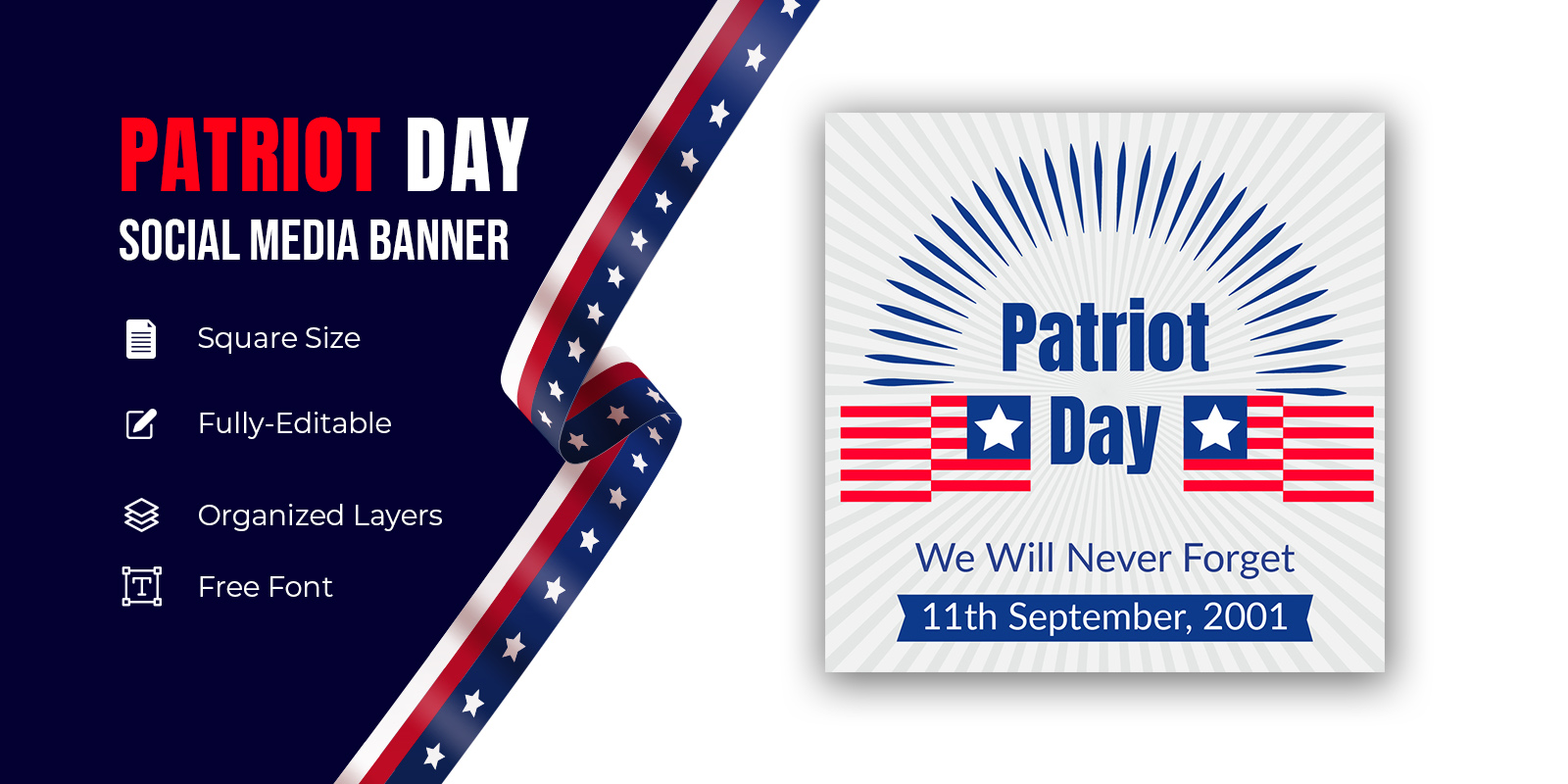 Hand Holding Usa Flag Over Blue Sky National Patriot Day United States Holiday Banner Social Media