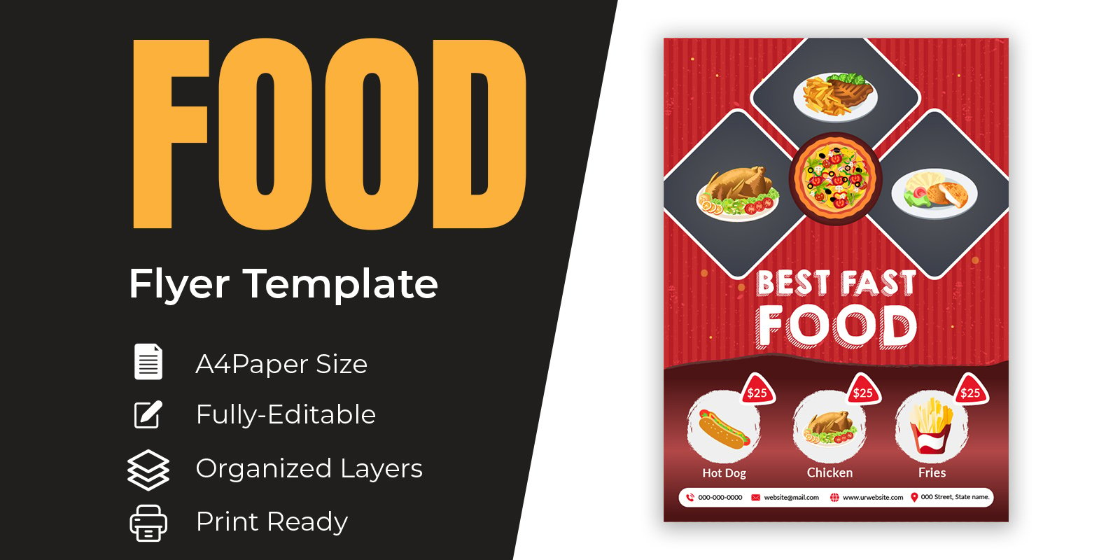 Flyer Design Restaurant Menu Food Ordering  Junk Food.