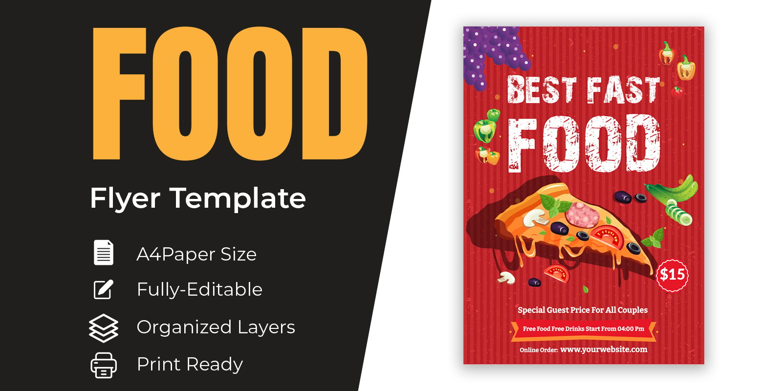 Pizza Shop Flyer & Poster Template Vector