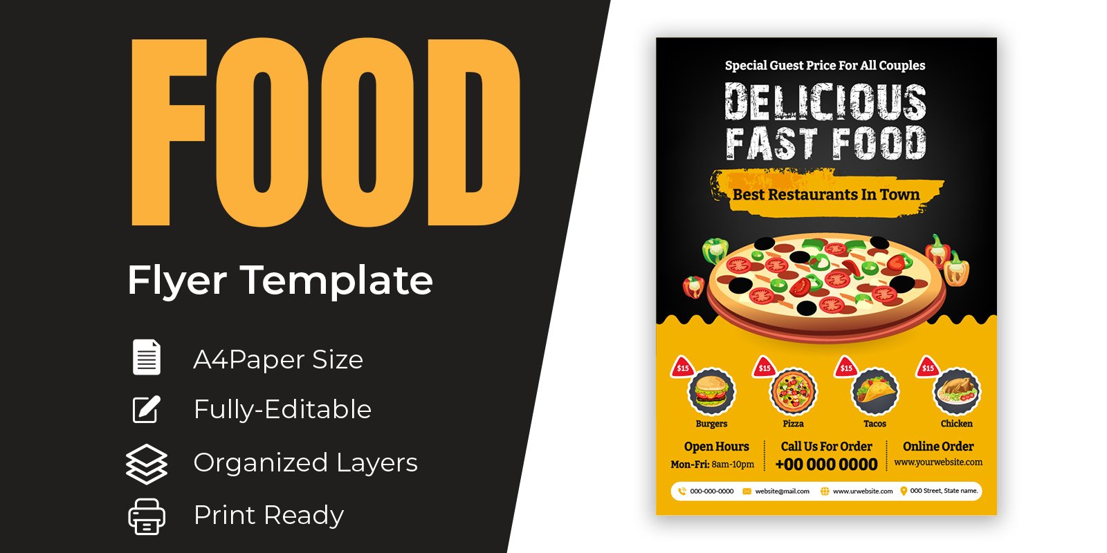 Delicious Food Restaurant Menu Design Templates