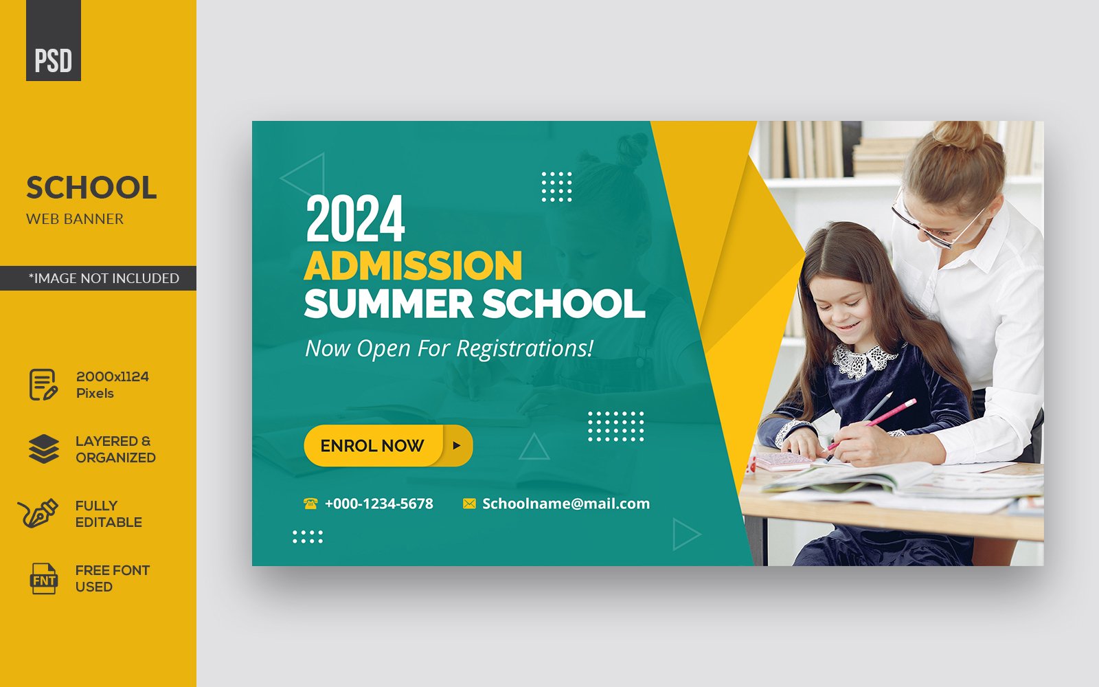 Modern School Education Web Banner Corporate Identity Template