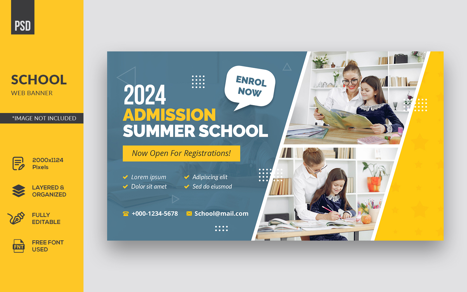 Creative School Admission Web Banner Corporate Identity Template