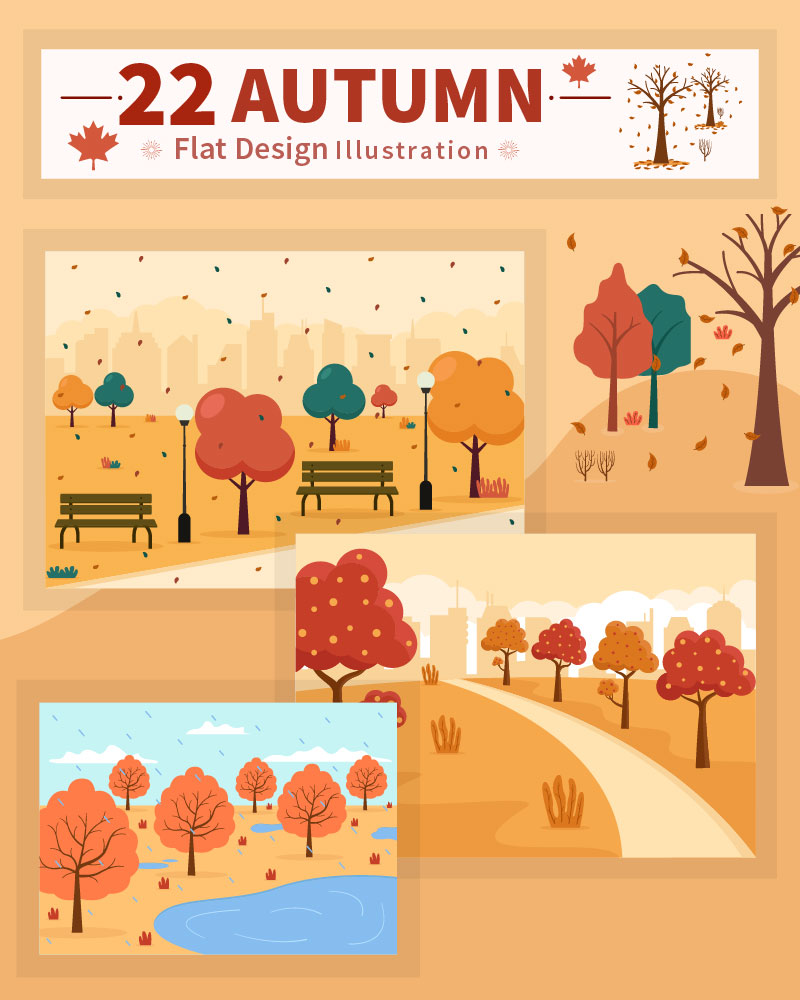 22 Autumn Background Landing Page Illustration