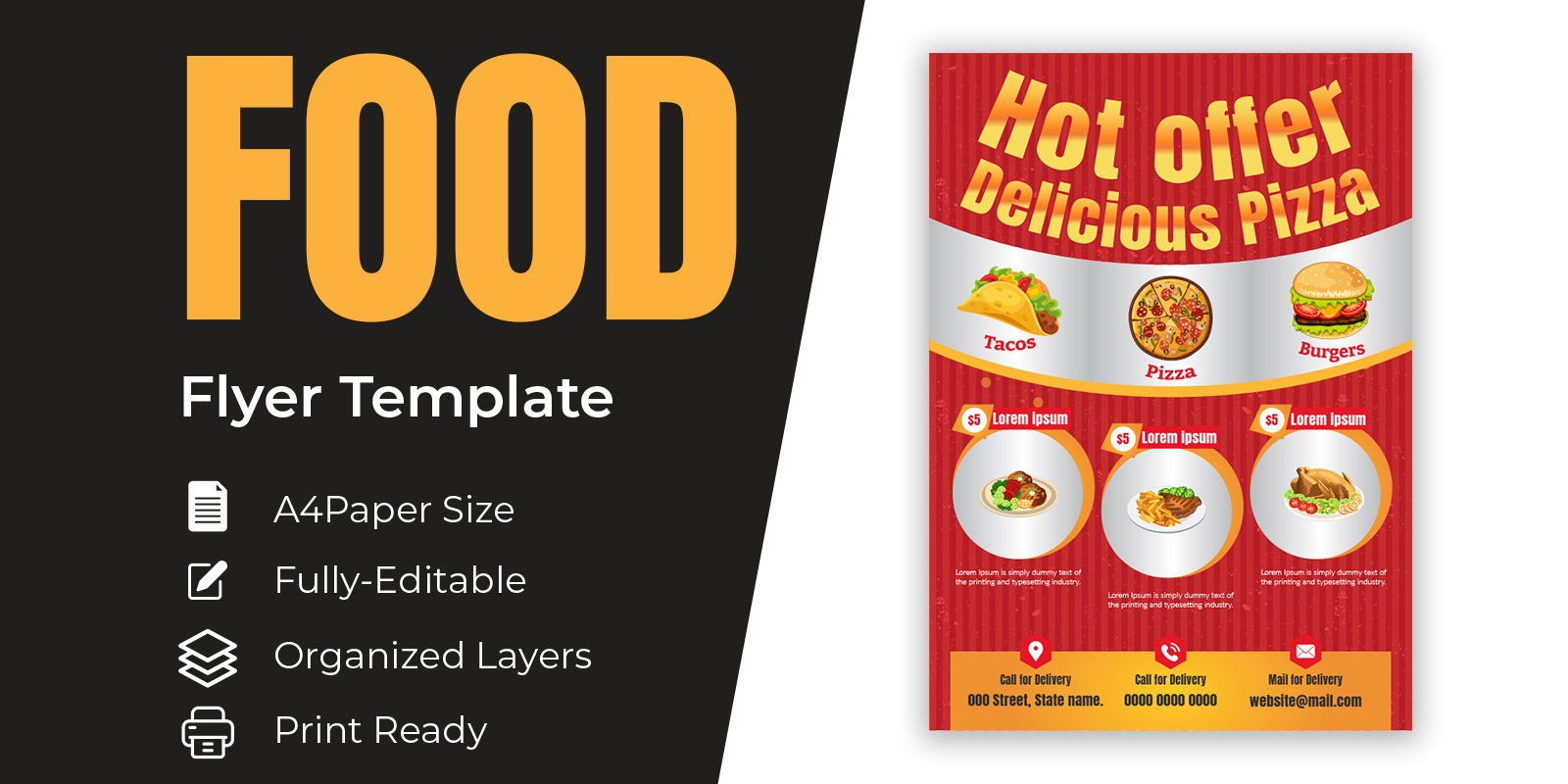 Fast Food Ordering Flyer Design Template