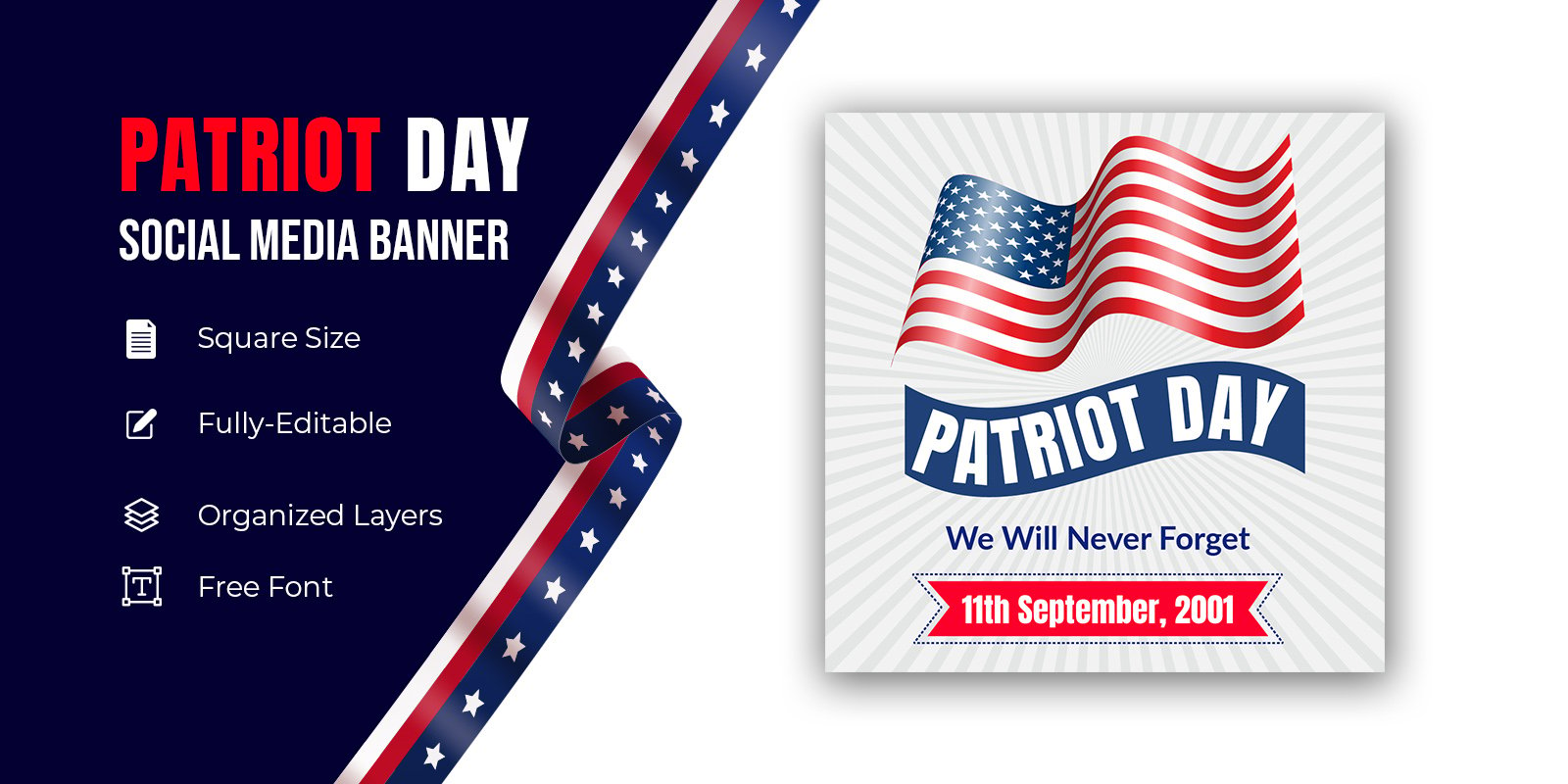 9/11 USA Patriot Day Banner Social Media