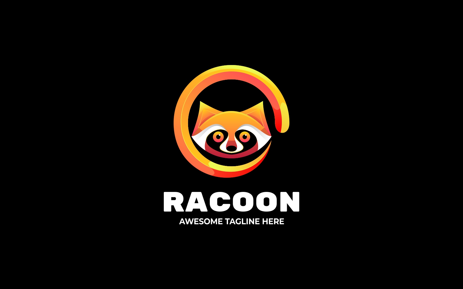 Raccoon in a Circle 3D Gradient Logo