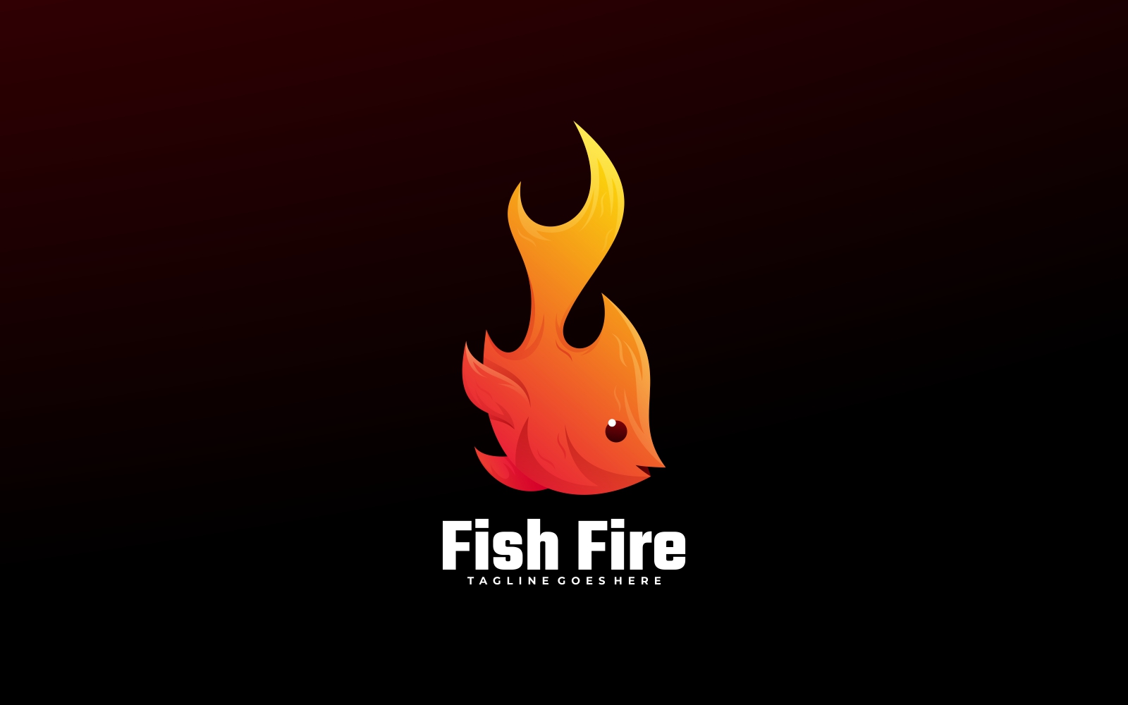 Fish Fire Gradient Logo Style - Shades of Orange