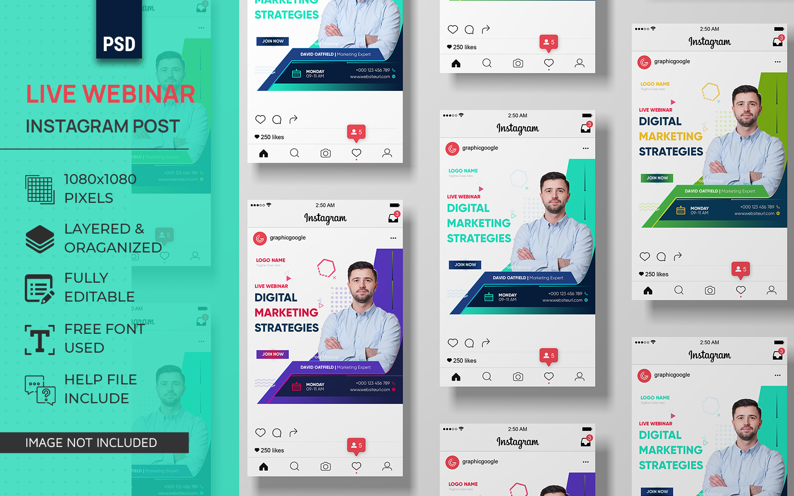 Live Webinar Social Media Post Design Instagram PSD Template for Digital Marketing