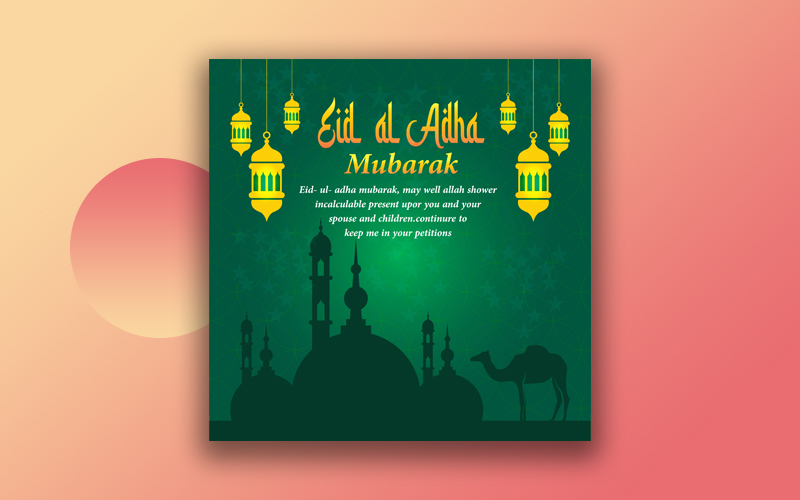 Eid Ul Adha   Eid Mubarak Wishing Social Media And Instagram Post Design Template