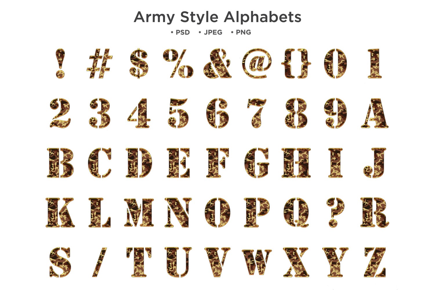 Army Style Alphabet Abc Typography