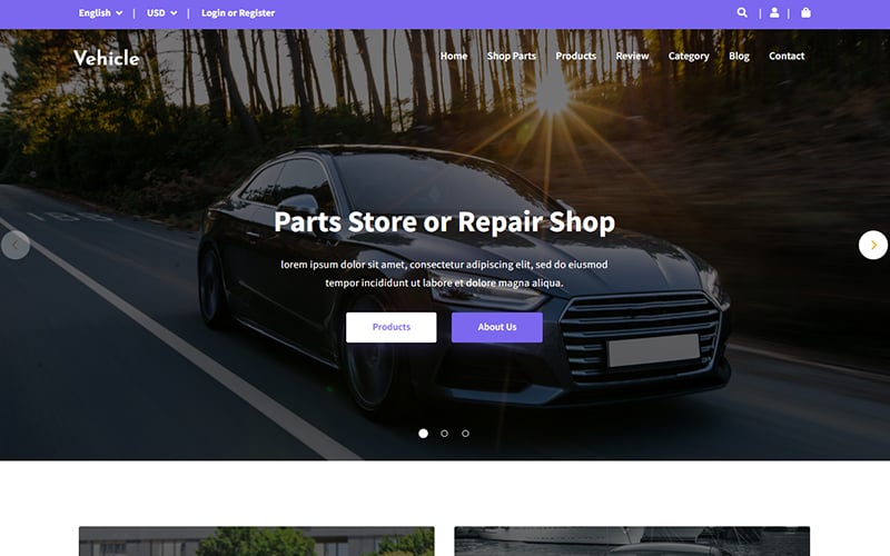 Vehicle - Car Parts Store Landing Page Template