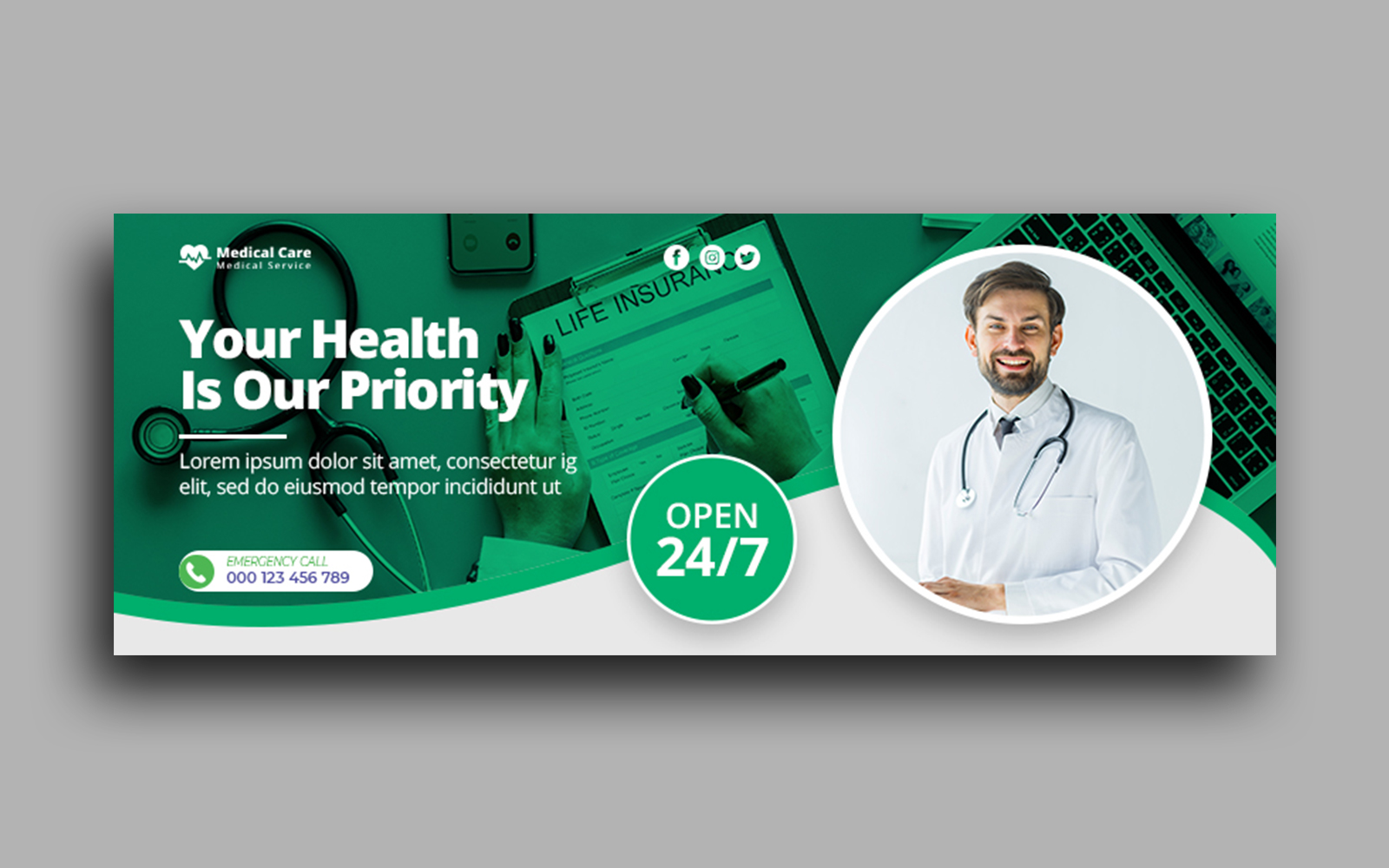 Medical healthcare Facebook cover template