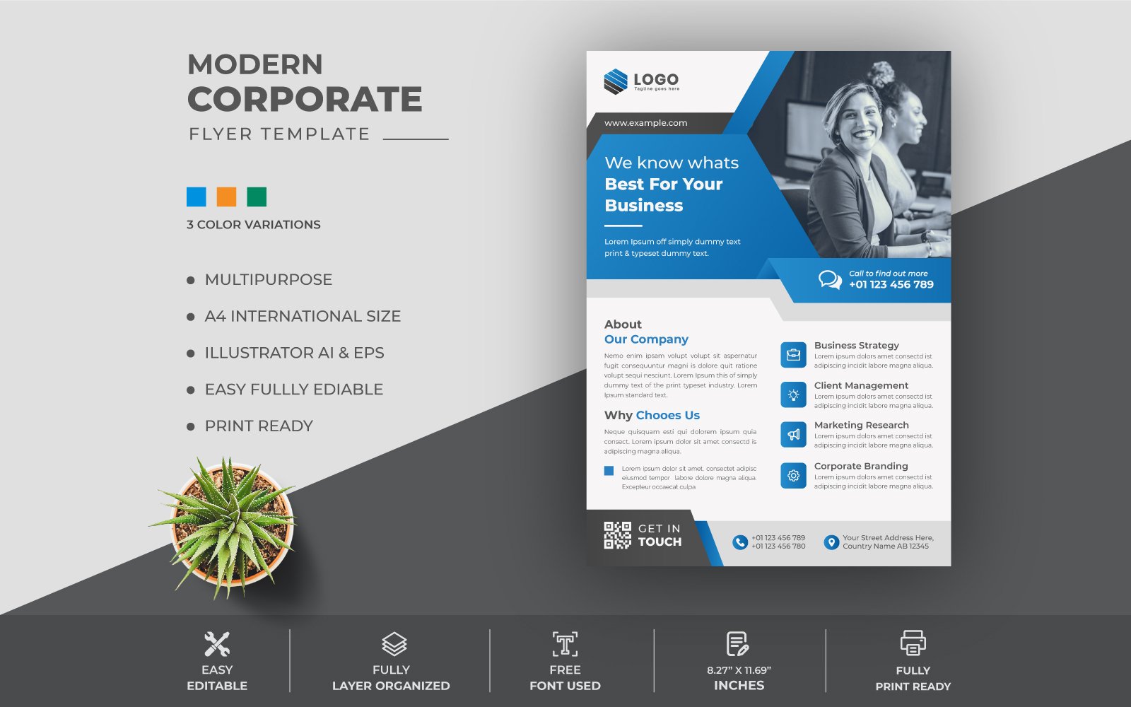 Corporate Simple Business Flyer, leaflet Design Template