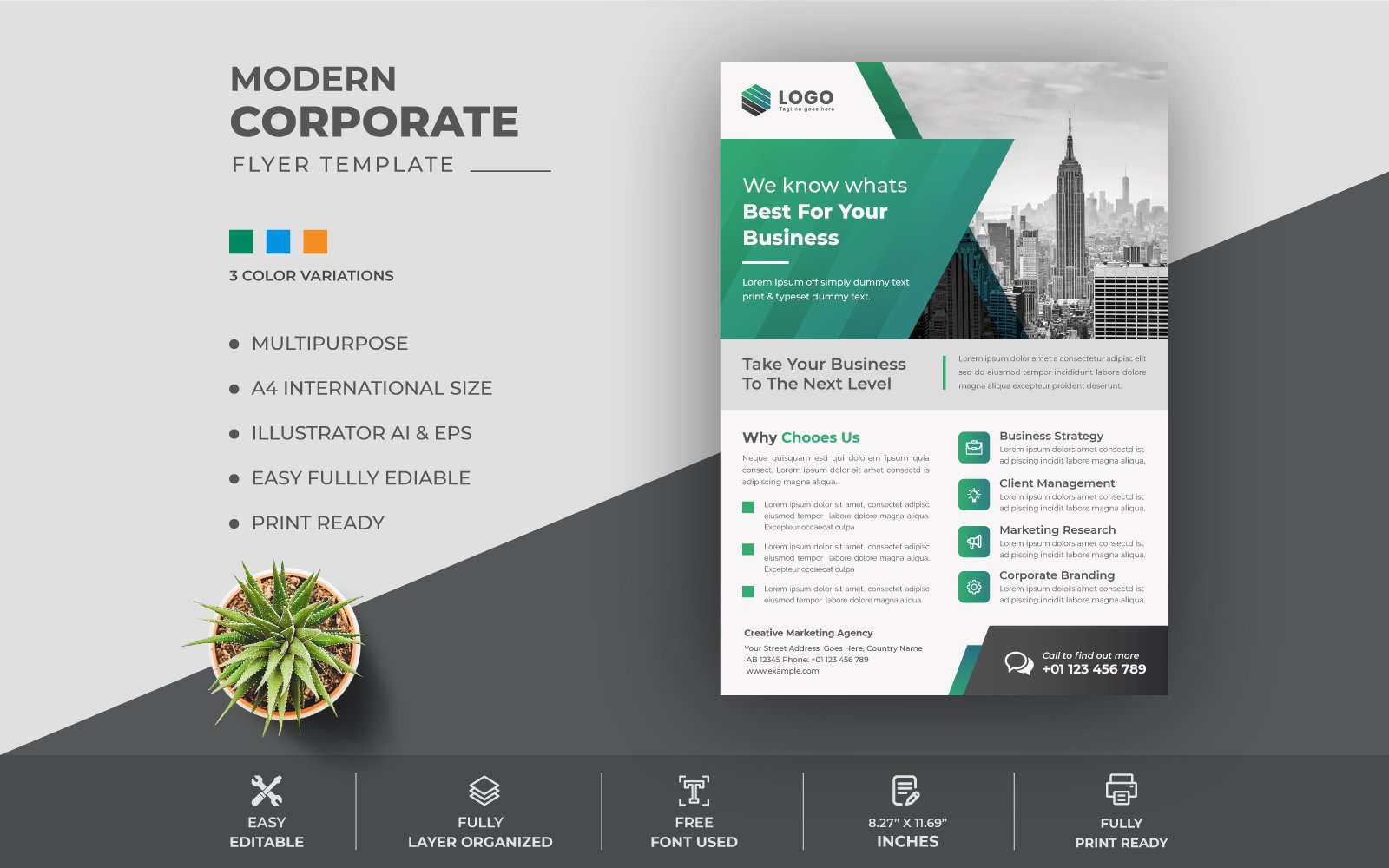 Modern Corporate Flyer, leaflet Design Template