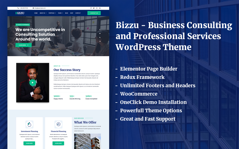 Bizzu - Business Consulting and Professional Services WordPress Theme With Elementor Builder