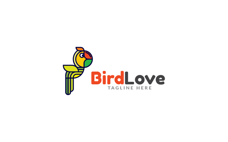 Beautiful Bird Love Logo template