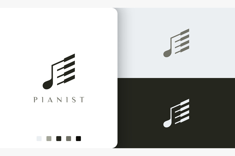 Simple and Modern Piano Player Logo
