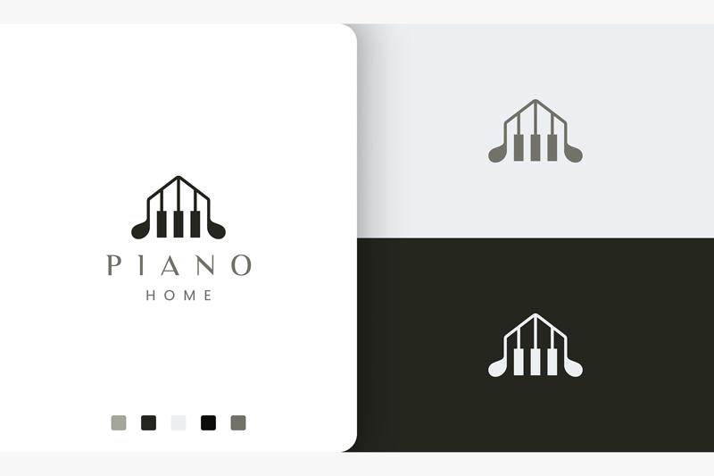 Simple and Modern Piano House Logo